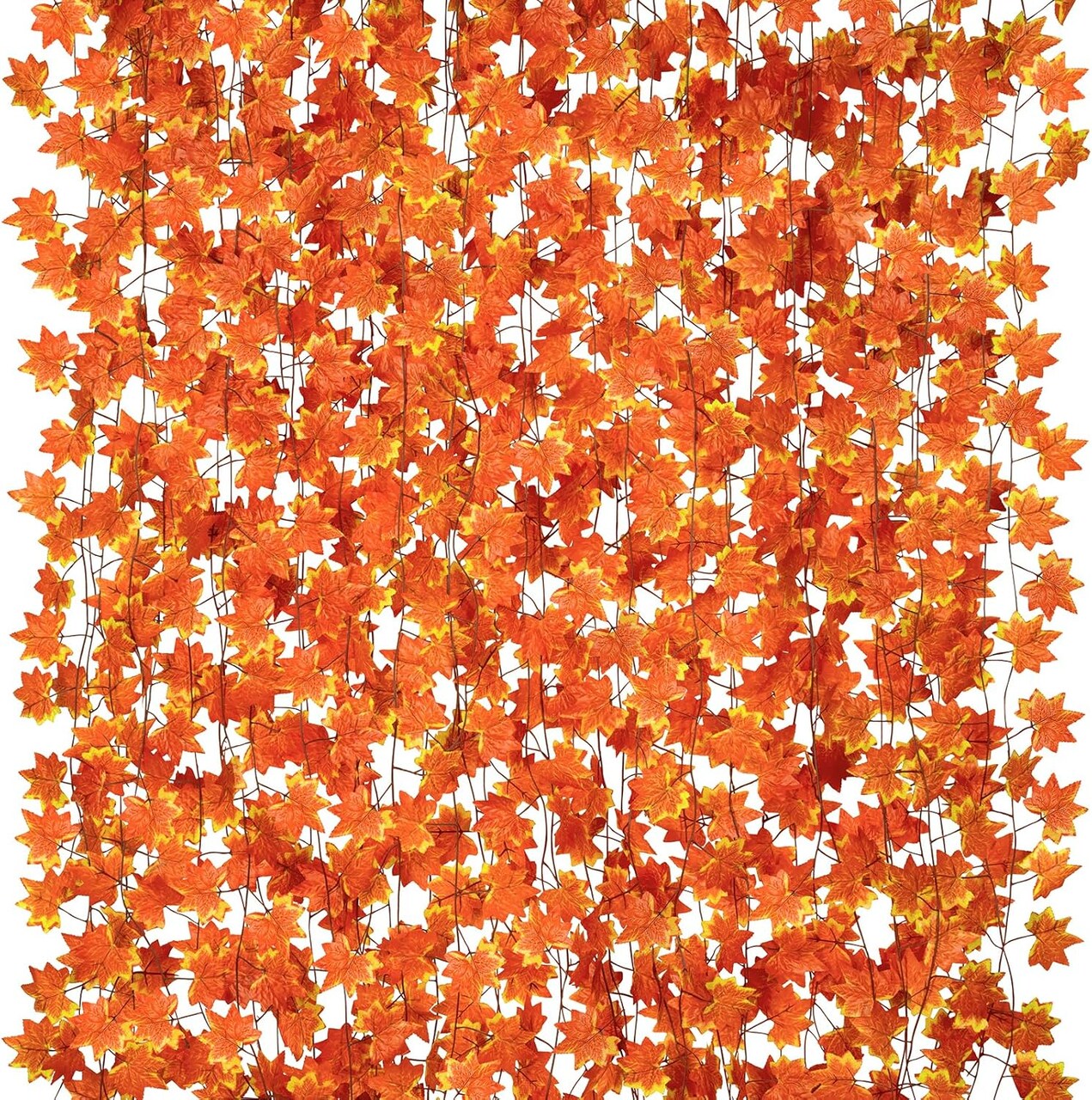 20 Pack Fall Leaf Garland, Hanging Vines Artificial Fall Maple Leaves Thanksgiving Decor for Home Wedding Fireplace Party